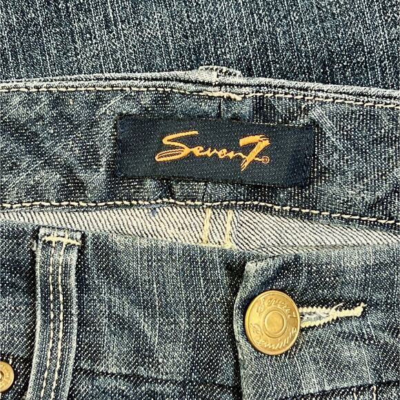 Seven 7 Premium Denim Bootcut Jeans Women 4 Blue Medium Wash Low Rise Embroidery - Picture 5 of 8